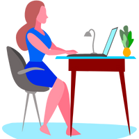 Lady working from home on a computer